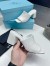 Prada Heeled Slide Sandals 65mm In White Nappa Leather