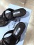 Prada Heeled Thong Sandals In Black Brushed Leather