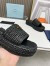 Prada Crochet Flatform Slides in Black Raffia-effect Yarn