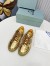 Prada Women's Downtown Sneakers In Gold Metallic Leather 