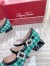 Roger Vivier Tres Vivier Strass Buckle Mini Babies Ballerinas in Green Fabric