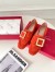 Roger Vivier Soft Metal Buckle Loafers In Orange Suede