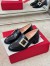 Roger Vivier Viv' Rangers Metal Buckle Loafers in Black Leather