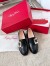 Roger Vivier Viv' Rangers Metal Buckle Loafers in Black Leather