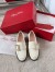 Roger Vivier Viv' Rangers Strass Buckle Loafers in White Patent Leather