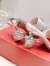 Roger Vivier Cube Strass Heel Mules in Silver Metallic Leather