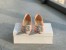 Manolo Blahnik Hangisi Flats In Nude Lace with Crystal Buckle