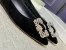 Manolo Blahnik Hangisi Flats In Black Velvet with Crystal Buckle