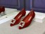 Manolo Blahnik Hangisi Flats In Red Velvet with Crystal Buckle