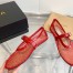 Alaia Ballet Flats in Red Mesh with Patent Leather