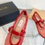 Alaia Ballet Flats in Red Mesh with Patent Leather