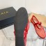 Alaia Ballet Flats in Red Mesh with Patent Leather