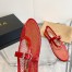 Alaia Ballet Flats in Red Mesh with Patent Leather