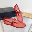 Alaia Ballet Flats in Red Mesh with Patent Leather