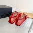 Alaia Ballet Flats in Red Mesh with Patent Leather