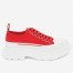 Alexander McQueen Women's Red Tread Slick Lace Up Sneakers