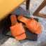 Bottega Veneta Lido Slides In Orange Intreccio Lambskin