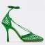 Bottega Veneta Stretch Sandals In Green Mesh