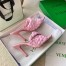 Bottega Veneta Stretch Sandals In Pink Intrecciato Raffia