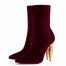 Christian Louboutin Lipbooty 100mm Ankle Boot In Red Velvet