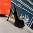 Christian Louboutin Black Patent Lady Peep Sling Pumps 130mm