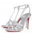 Christian Louboutin Tangueva Strappy Sandals 100mm in Silver Leather