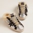 Golden Goose Women's Super-Star Sabot in Silver Laminated Leather with Black Star 