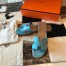 Hermes Oran Slide Sandals In Celeste Shiny Niloticus Crocodile Skin
