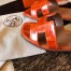 Hermes Oran Slide Sandals In Orange Shiny Niloticus Crocodile Skin