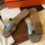 Hermes Oran Slide Sandals In Grey Shiny Niloticus Crocodile Skin