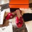 Hermes Oran Slide Sandals In Red Shiny Niloticus Crocodile Skin