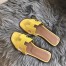 Hermes Oran Slide Sandals In Yellow Shiny Niloticus Crocodile Skin