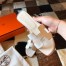 Hermes Oran Slide Sandals In Beton Epsom Calfskin
