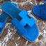 Hermes Oran Slide Sandals In Blue Hydra Epsom Calfskin