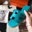 Hermes Oran Slide Sandals In Blue Paon Epsom Calfskin