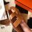 Hermes Oran Slide Sandals In Brown Epsom Calfskin