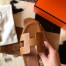 Hermes Oran Slide Sandals In Brown Epsom Calfskin