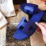 Hermes Oran Slide Sandals In Blue Electric Epsom Calfskin