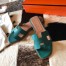 Hermes Oran Slide Sandals In Malachite Epsom Calfskin