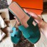 Hermes Oran Slide Sandals In Malachite Epsom Calfskin