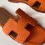 Hermes Oran Slide Sandals In Orange Epsom Calfskin