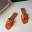 Hermes Oran Slide Sandals In Orange Epsom Calfskin