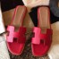 Hermes Oran Slide Sandals In Red Epsom Calfskin