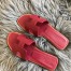 Hermes Oran Slide Sandals In Ruby Epsom Calfskin