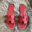 Hermes Oran Slide Sandals In Ruby Epsom Calfskin