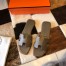 Hermes Oran Slide Sandals In Taupe Epsom Calfskin