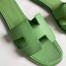 Hermes Oran Slide Sandals In Vert Criquet Epsom Calfskin