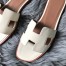 Hermes Oran Slide Sandals In White Epsom Calfskin