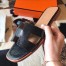 Hermes Oran Slide Sandals In Black Lizard Leather