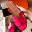 Hermes Oran Slide Sandals In Red Lizard Leather